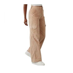 AEO Women’s Corduroy Super High Rise Baggy Wide Leg Cargo Pants SZ 4 Short